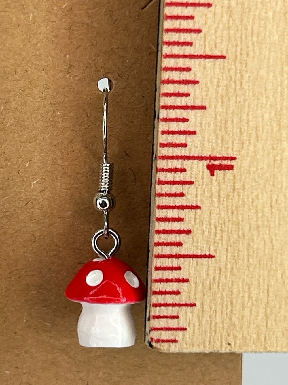 Red & White Mushroom Dangle Earrings Fashion Jewelry - Picture 2 of 3